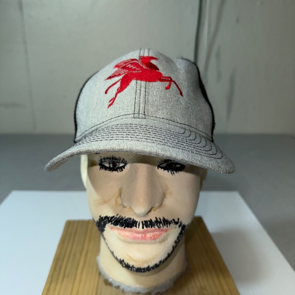 Continental Mobil 1 Red Pegasus Trucker Hat Grey‎ Black Mesh Snapback Cap